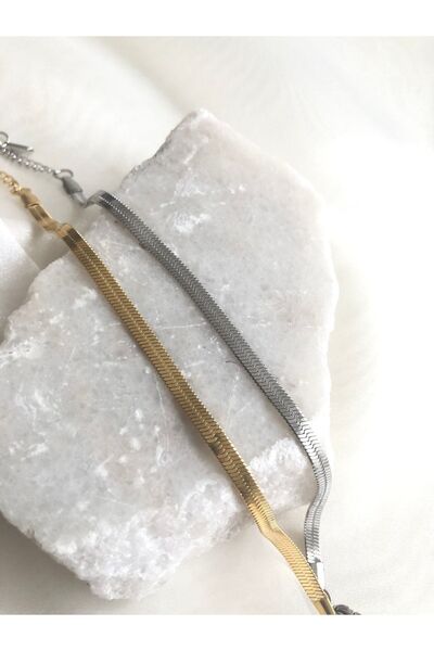 takıcım design Italia Çelik Gold Gümüş Çift Bileklik