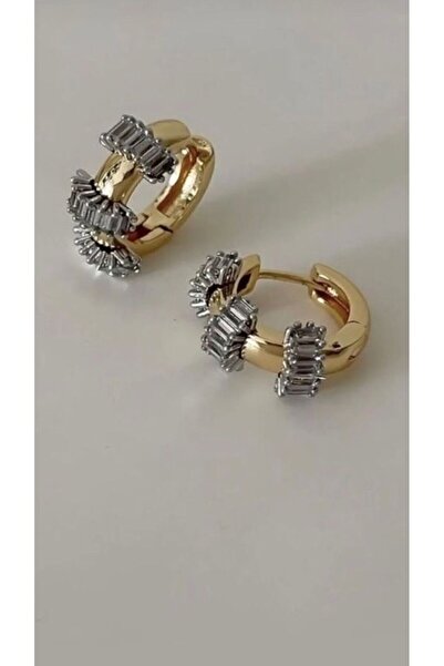 designforqueen Mers Baget Taşlı Çelik Halka Küpe