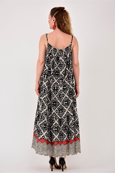 Hazinedan Αυθεντικό γυναικείο φόρεμα με λουράκι με σχέδια - Marina