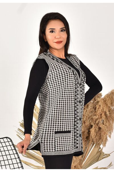 DAMGA Collection γυναικείο γιλέκο μητρικό με σχέδιο τριαντάφυλλο