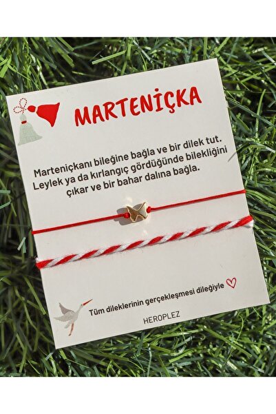 H Heroplez Kelebek Marteniçka Boncuklu Kırmızı Ip Bileklik Seti
