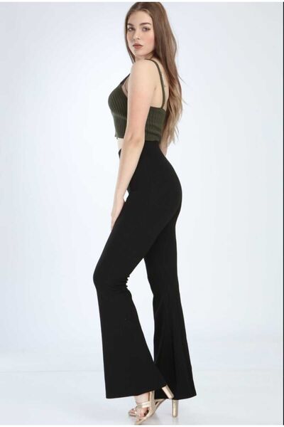 TİGERS kadın dalgıç kumaş yüksek bel toparlayıcı ispanyol paça tayt