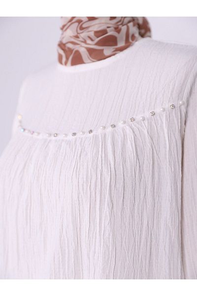 HİJABAYA Pearls and Jewelled Casual Tunic with Cufflinks