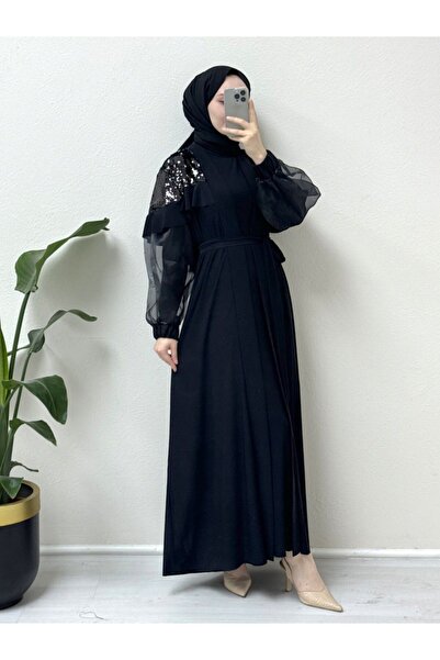 HİJABAYA Τούλι Διπλή Παγιέτα Abaya