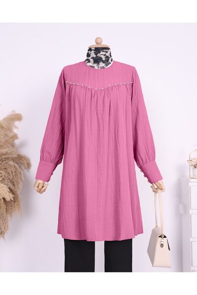 HİJABAYA Pearls and Jewelled Casual Tunic with Cufflinks