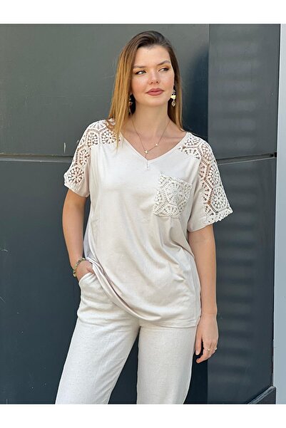 EMZAGİYİM OMUZ GÜPÜRLÜ CEPLİ BLUZ