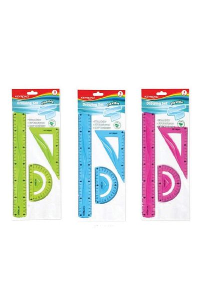 KEYROAD 3 Pieces Silicone Unbreakable Ruler Drawing Set