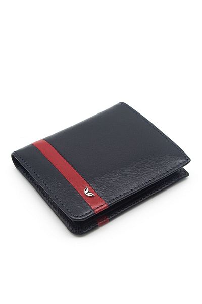 Tergan Men's Leather Wallet Navy Blue/Red - 1664Z47