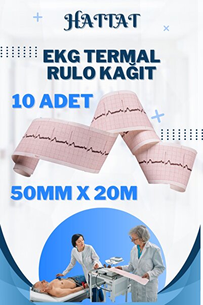 HATTAT 10 لفات حرارية من ورق تخطيط القلب - 50 مم × 20 م. متوافق مع Biocare Me...