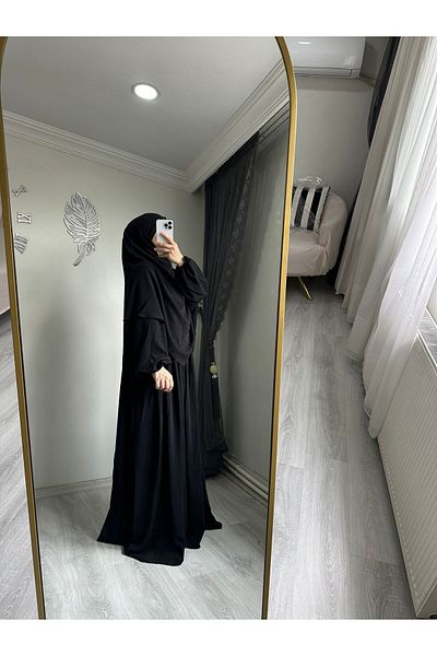 yusracollectionn Ferace Πλισέ με φερμουάρ Aerobin Fabric Hijab Ferace/φόρεμα