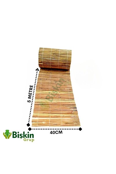 BİŞKİN 40CM X 5Metre Bambu Kamış Hasrı Çit, Bahçe ve Balkon Çiti , Reedfence
