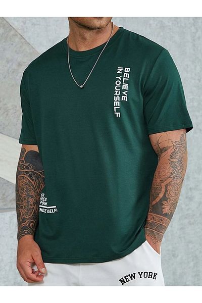 Altamira Tricou oversize cu imprimeu Green Believe pentru bărbați