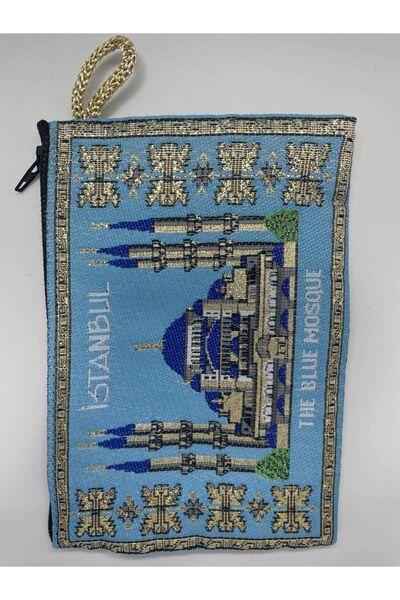 GALATA GIFT Традиційний візерунок, символи Стамбула, золота облямівка, жіночий гаманець на блискавці, 16x10 см