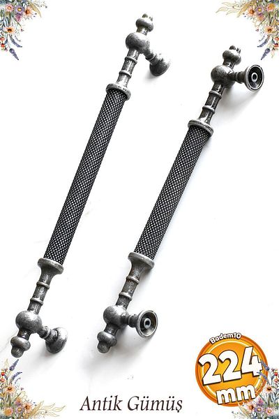 Badem10 Lemn de molid antic argintiu antic metal 224 mm mobilier bucătărie sertar dulap dulap mâner mâner