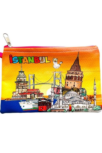 GALATA GIFT Medium Zippered Stylish Women's Wallet - Single Compartment, Sturdy, Evil Eye Bead, Istanbul 18*12cm