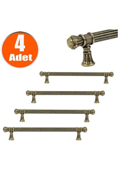 Badem10 192 mm Antique Antique Yellow Rustic Metal Handle - Furniture, Kitchen, Cabinet and Handle Handle (4 Pcs)