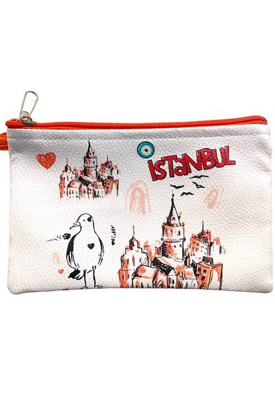 GALATA GIFT Medium Zippered Stylish Women's Wallet - Single Compartment, Sturdy, Evil Eye Bead, Istanbul 18*12cm