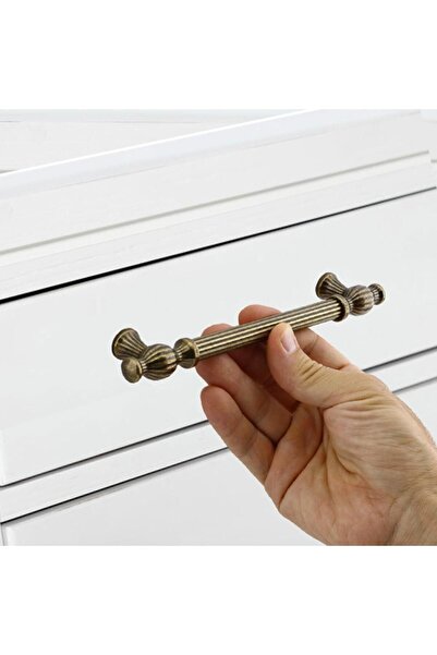Badem10 Mâner de mobilier din metal, antic, galben, 160 mm, pentru sertar de bucătărie, dulap, dulap