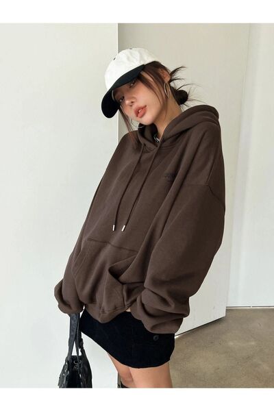 Altamira Унисекс кафяв суитшърт с качулка и щампа на звезда на гърба