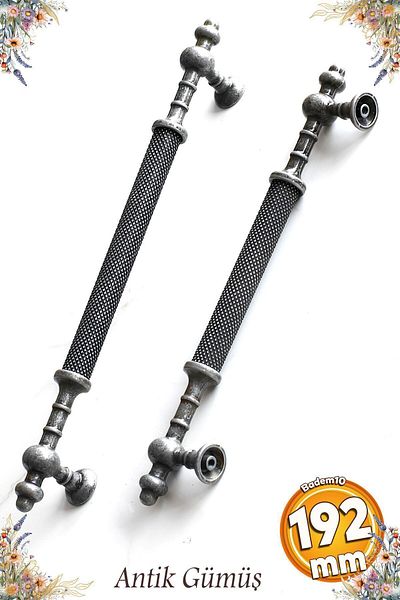 Badem10 Lemn de molid antic argintiu antic metal 192 mm mobilier bucătărie sertar dulap dulap mâner mâner