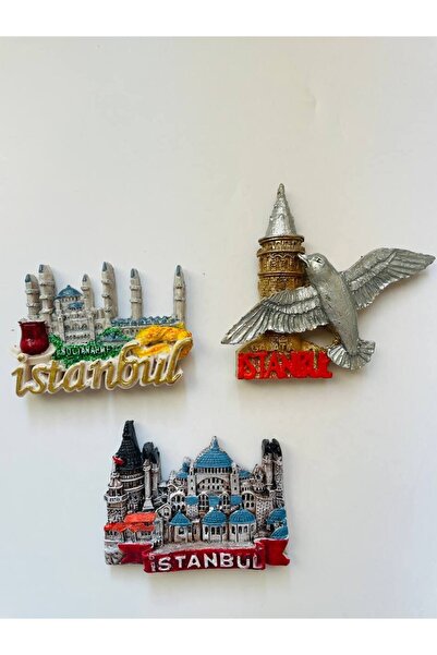 GALATA GIFT İstanbul Temalı Buzdolabı Magneti, 3'lü Magnet Seti, Galata Kules...