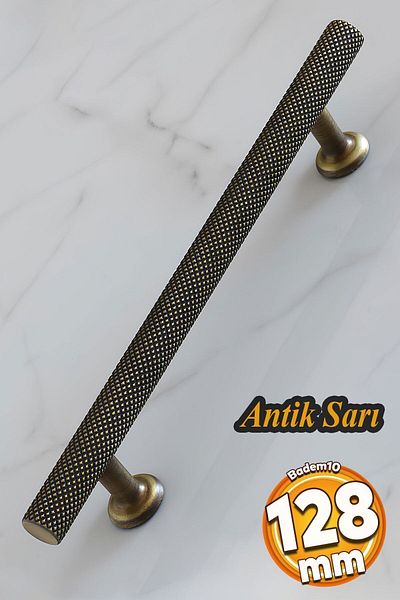 Badem10 Doruk (PREMIUM) 128 mm Mobilier din metal galben antic, sertar de bucătărie, dulap, mâner