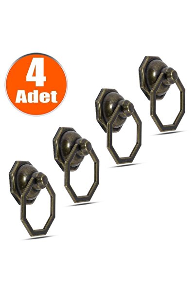 Badem10 Sarkaç Sekizgen Metal Eskitme Antik Halka (4 ADET) Mobilya Mutfak Dol...