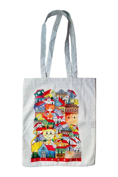 GALATA GIFT 40*34 εκ. Έντυπη υφασμάτινη τσάντα Unisex - Τσάντα για νέες και ενήλικες γυναίκες, σχολική και κολεγιακή τσάντα