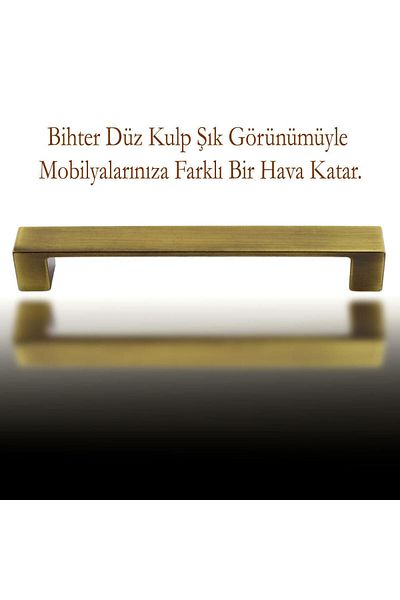 Badem10 Mobilier din metal plat galben antic - 128MM-12.8CM, mânere pentru sertar și dulap de bucătărie
