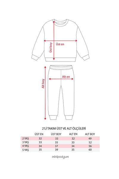 Minipodyum Boy's 2 Thread Raised Cotton Florida Tracksuit Set
