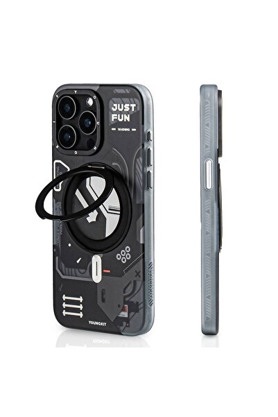 Youngkit iPhone 15 Pro Uyumlu Kılıf Magsafe Şarj Özellikli Youngkit 360° Stan...