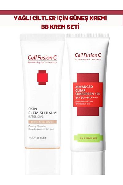 Cell Fusion C مجموعة كريم بي بي الواقي من الشمس - للبشرة الدهنية