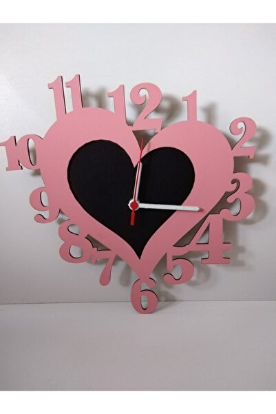 Ahşap Aksesuar Kalp Modelli Ahşap Dekoratif Duvar Saati