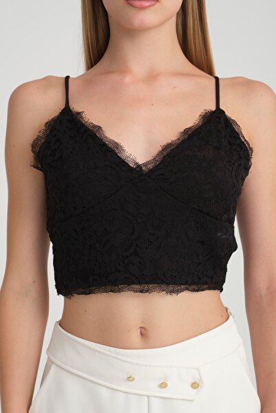 Kallisto Чорний бюстгальтер на бретельках з мереживом