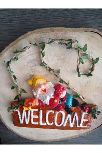 RENKLİMASALTASARIMLAR EL YAPIMI WELCOME YAZILI CÜCE BAHÇE BALKON KAPI SÜSÜ