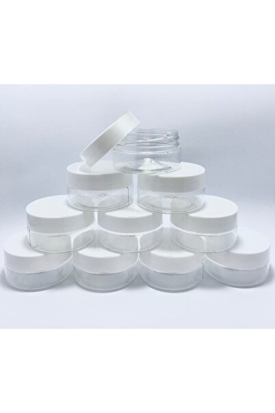 Dem Home Şeffaf Cam Görünümlü Sert Plastik 50 ml Pet Kavanoz Seti 10 Lu