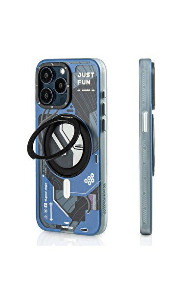 Youngkit iPhone 15 Pro Uyumlu Kılıf Magsafe Şarj Özellikli Youngkit 360° Stan...