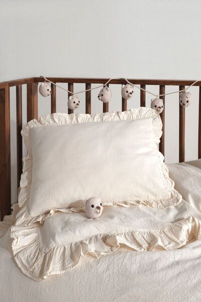 Macas Home Pure Natural Baby 100% Cotton Frilly Washable Duvet Cover Set 100*150