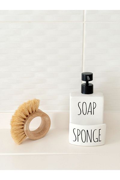 Minika Home Κεραμική θήκη σαπουνιού και σφουγγαράκι - SOAP-SPONGE