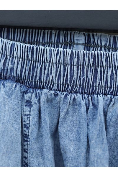 HİJABAYA Tasseled Skirt - Denim Model, Washable Design