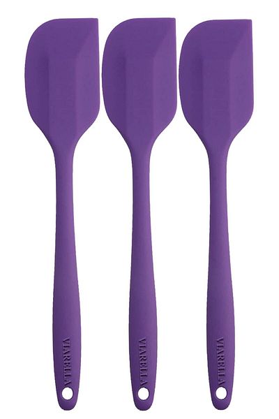viarella Purple Silicone Spatula Set - 3 Pieces, Heat Resistant, Fireproof and Scratch-Proof, 27cm