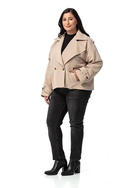 DISENTIS MODEST Μπεζ Oversize καμπαρντίνα με επωμίδες και τσέπες