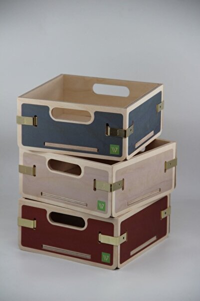 Wodiza 3'lü Ahşap Sepet Organizer\düzenleyici Kare Boy 19cm X 19cm X 9cm Colo...