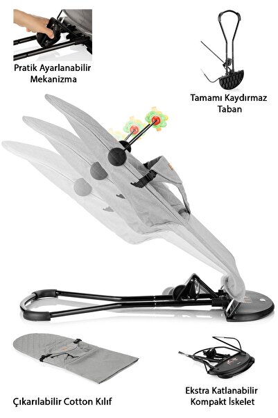 Hoffie Balance Lüx Cotton Üç Kademeli Sallanan Ana Kucağı Katlanır (OYUNCAK APARATLI VE SEYAHAT ÇANTALI)