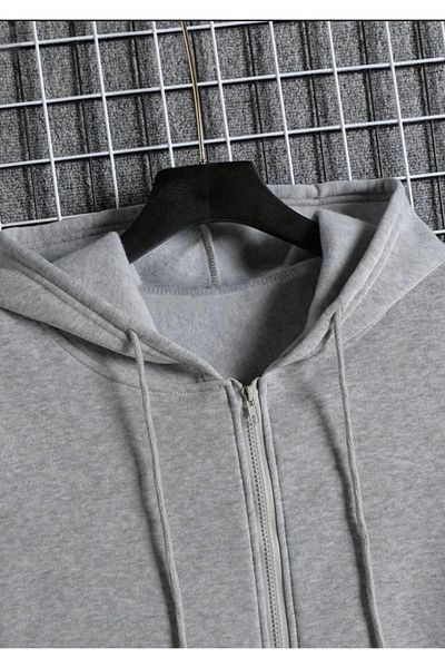 NO 601 Ανδρική ζακέτα Boston Printed Grey - με φερμουάρ