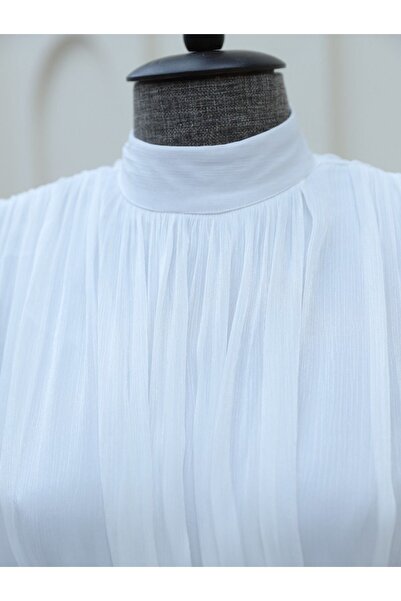 HİJABAYA Balloon Sleeve and Shoulder Gathered Sparkle Dress