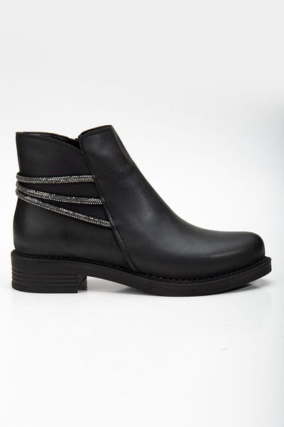 Tonny Black Μαύρες κοντές μπότες με τακούνι - Three Stone Thermo Sole, με φερμουάρ