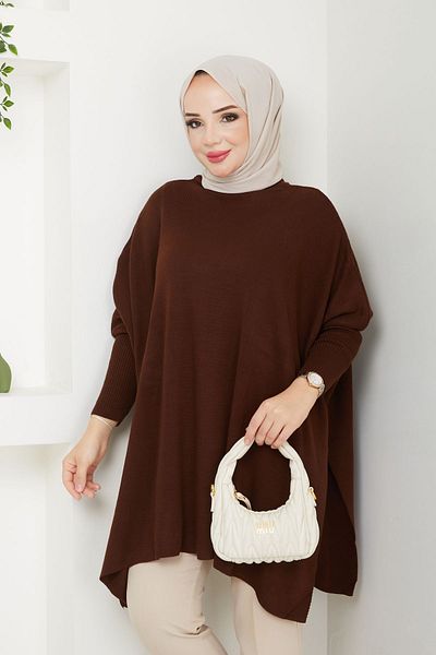 LE CARAMBOLE Καφέ Oversize Πλεκτό Γυναικείο Πουλόβερ