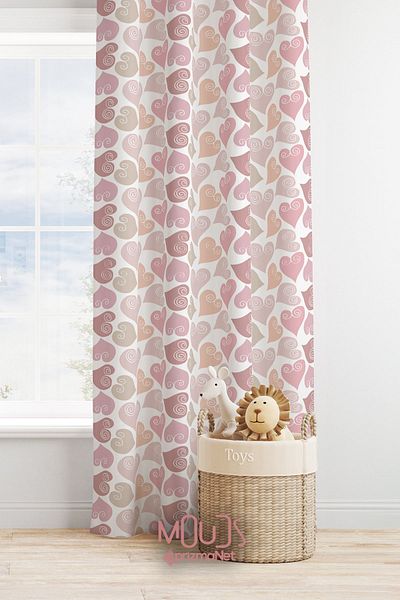 Moud's Colorful Suede Patterned Curtain - Children's and Baby's Room, Digital Printed Extra-For Gather, Single Wing