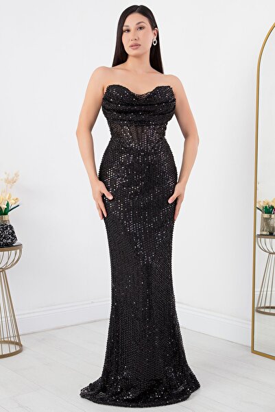 PULLIMM Στράπλες Παγιέτες Φόρεμα - ECR5304